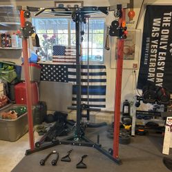 Double Cable Fly Machine And Fitness Gear Adjustable Bench press/squat Rack 