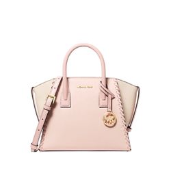 Michael Kors Avril Small Satchel – Soft Pink & Cream Whipstitch Leather Crossbody NWT