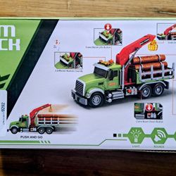 Timber Logging 15" Truck Toy–Crane, Logs, Lights, Sounds & Farm Animals Kids 3-8