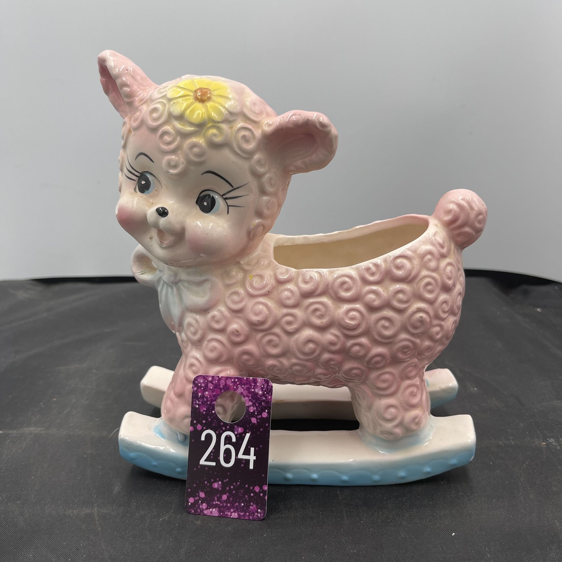 Vintage 1960s Ceramic Sheep Lamb Baby Nursery Planter Inarco Japan MCM #p264