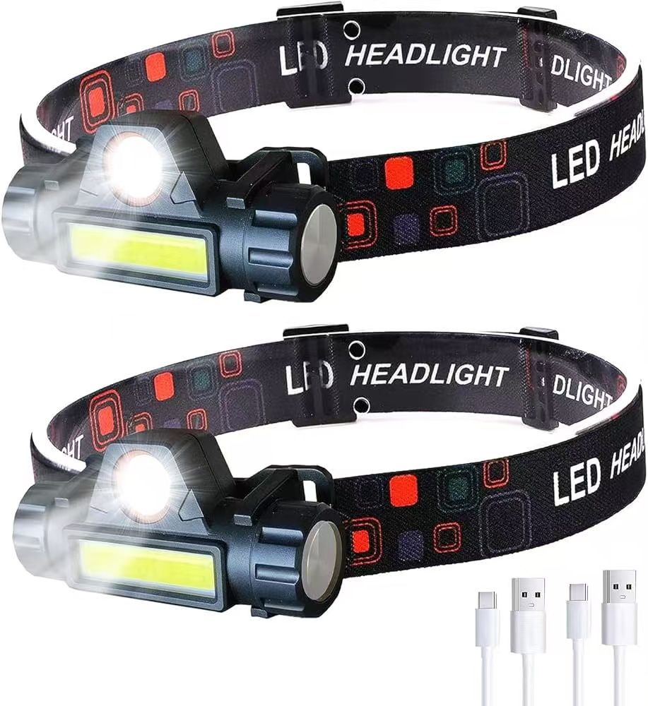 4 PCs Headlamp Rechargeable, Super Bright LED Head Lamp, Waterproof Outdoors Headlamp Flashlight, Adjustable headlamps for Adults and Kids,Cycling,Run
