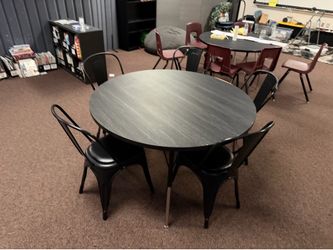 Set of 5 used black metal chairs