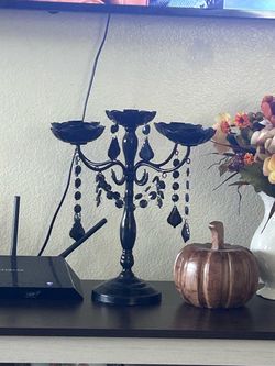 15" Black Pillar Candle Candelabra
