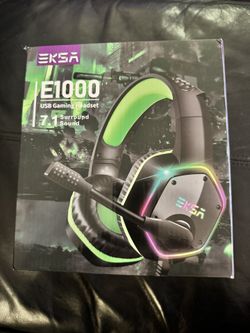EKSA E1000 Gaming Headset, Computer Headphones with Noise Canceling Mic & RGB Light, Compatible with PC, PS4, PS5, Laptop