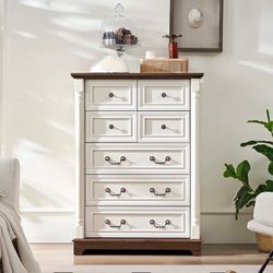 Rustic 7-Drawer Wood Dresser for Bedroom & Living Room