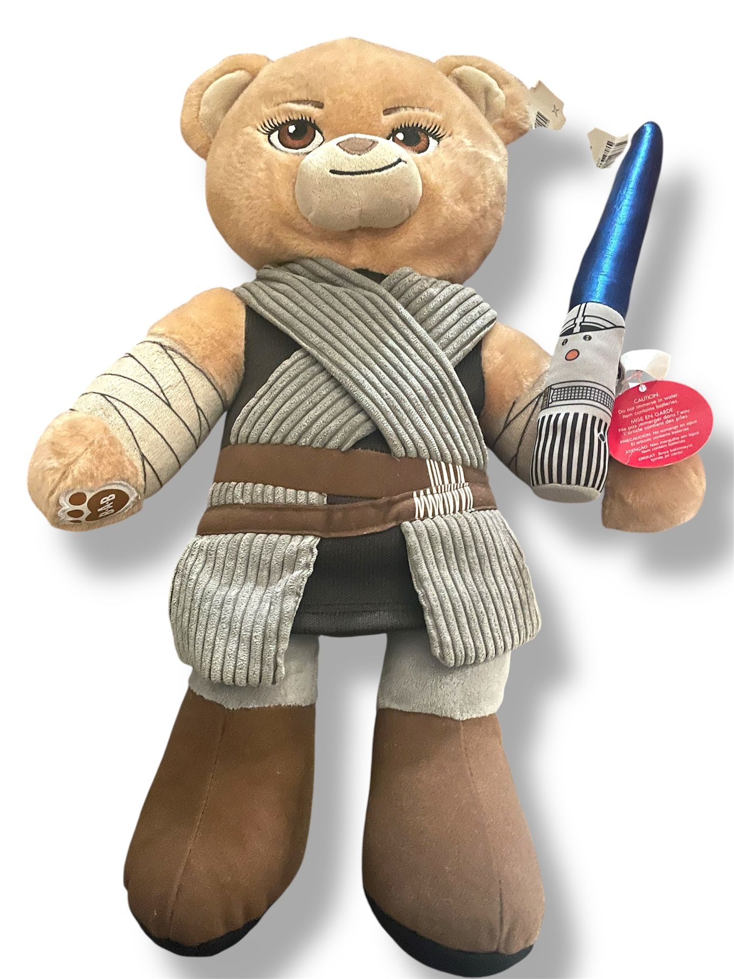 Build a Bear The Force Awakens Rey Bear Plush Star Wars Disney 18” w/ Lightsaber