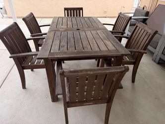 Teak Pottey Barn Dining Table and Chair Set