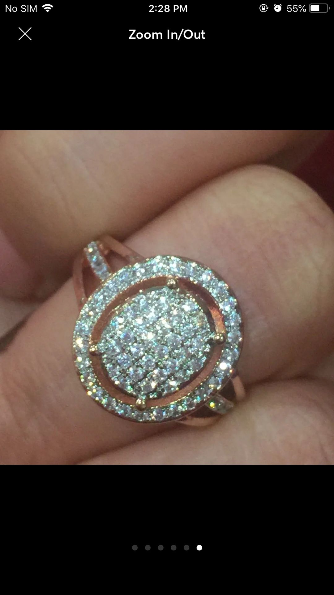 14k rose gold plated stimulated diamond ring
