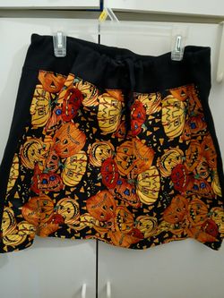 Vintage Nilla Shields Halloween Pumpkin Print Mini Skirt