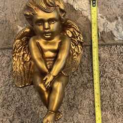 vintage Ceramic gold shelf sitting Angel