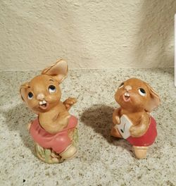 vintage pendelfin Rally rabbit & pendelfin the Thumper hand painted stone craft made in England