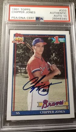 Chipper Jones Autographed Rookie Card PSA/DNA 10