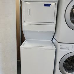 Whirlpool Top Load Washer With Agitator and Gas Dryer Stackable Single Unit Laundry Center 