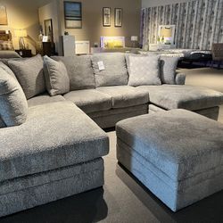 Light Grey 2pc Double Chaise Sectional Couch