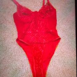 New Small Red Bodysuit Lingerie Lace 