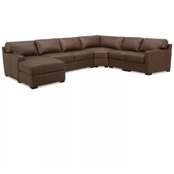 Radley 148" 5-Pc. Leather Wedge Modular Chase Sectional
