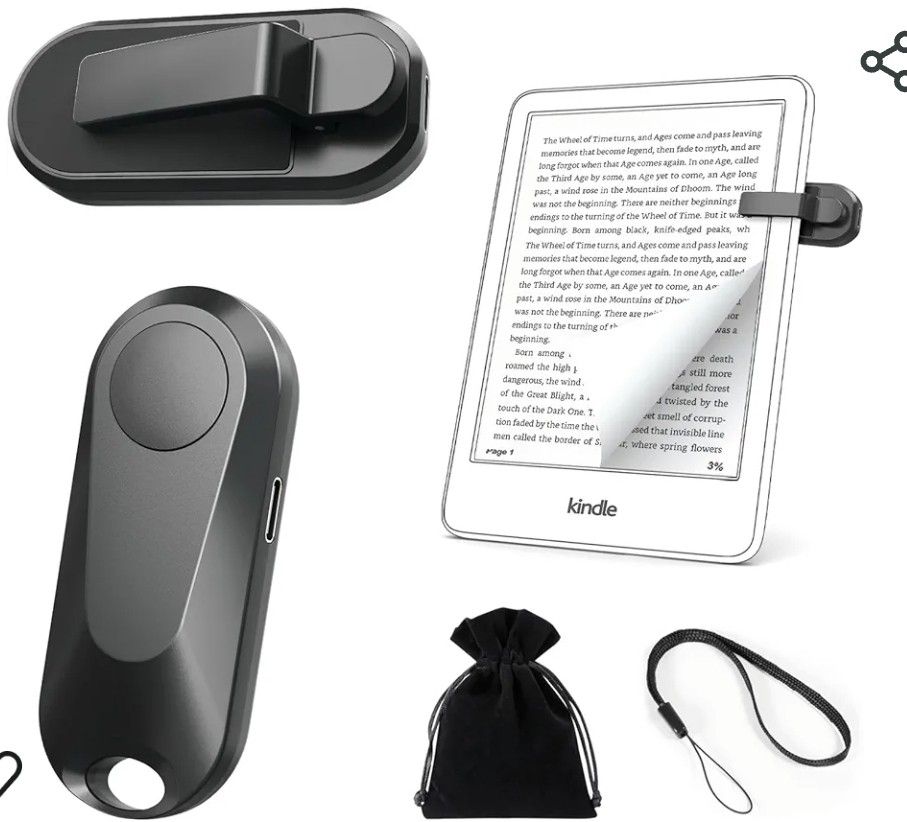 Page Turner for Kindle Paperwhite,Remote Control Page Turner for Kindle Oasis Kobo iPad,Kindle Accessories for Reading in Bed Camera Remote Shutter Cl