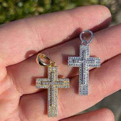*PREORDER ONLY*  Solid White Or Yellow Gold Diamond Cross Pendant