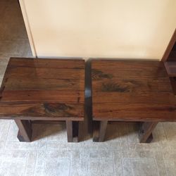 Two Wood Side Tables 