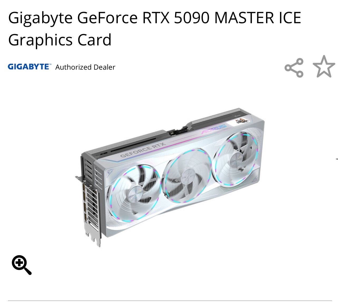 Gigabyte GeForce RTX 5090 MASTER ICE Graphics Card
