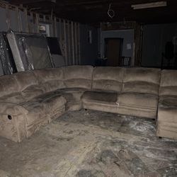 Sectional sleeper sofa with chase and recliner