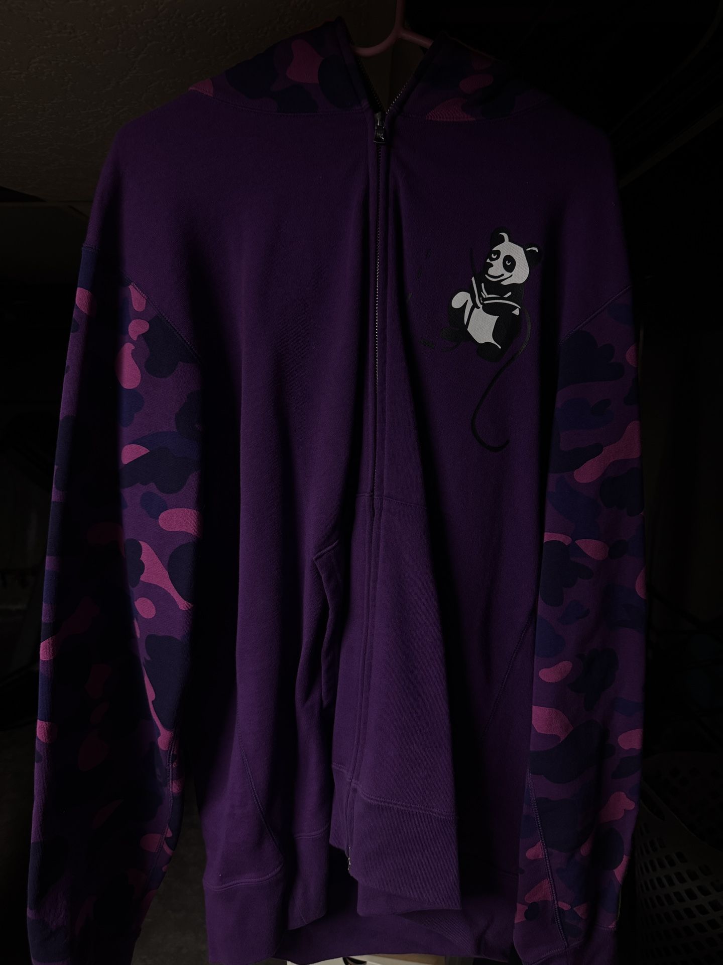 Bape Panda Full Zip Hoodie Purple