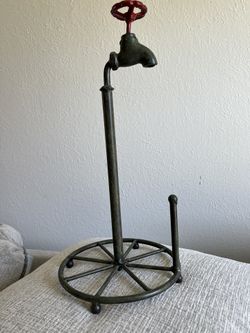 Rustic Metal Faucet Paper Towel Holder