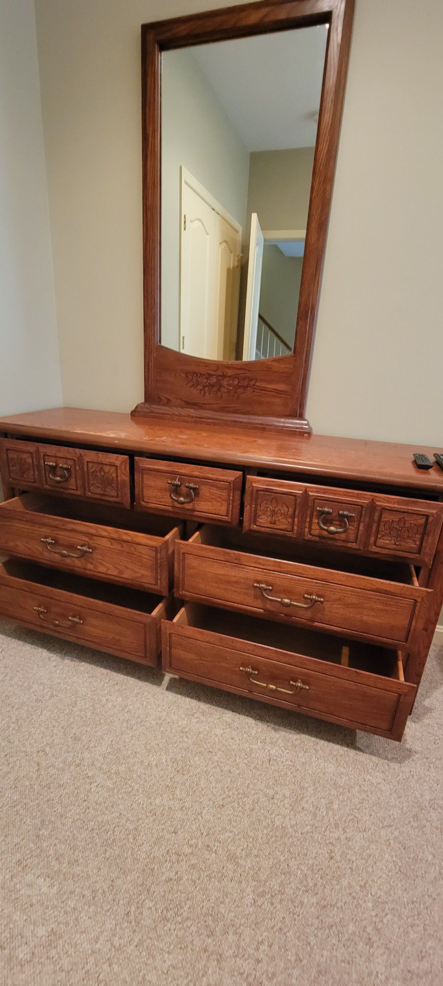 Dresser With Mirror,  Cabinet, and Nightstand 