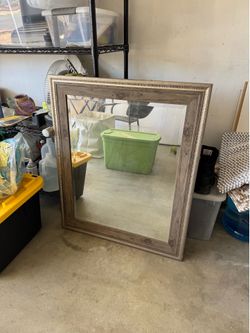 Gray wood grain mirror