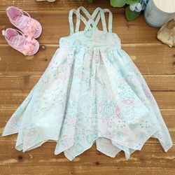 12MOS STRAPPY TURQUOISE & PINK PAISELY HANDKERCHIEF DRESS 