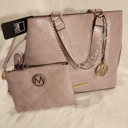 Mia K Collection Pink Purse With Clutch Purse