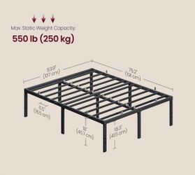 Vasagle Metal Bed Frame 18" Height Heavy-Duty 1100lbs Weight Capacity Black - Full Size