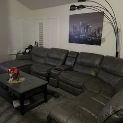 Leather couch With Built In recliners 