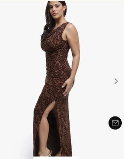 Shapewear Leopard Cowl Neck Ruched Sculpting Maxi Dress