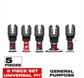 Universal Fit Wood and Metal Bi-Metal & Carbide Oscillating Blade Set (5-Piece).
Nuevas
