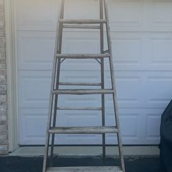 wooden a-frame ladder 7.5’. Has paint/rust/ chips in wood see pics 
