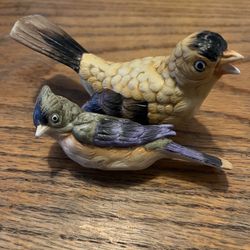 2 Ceramic Colorful Birds Great For Display On Shelf Or Arts & Crafts 