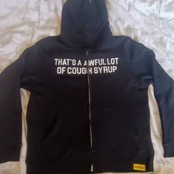 black rhinestone alocs hoodie