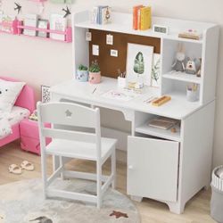 Kids Study Desk & Chair Set with Storage