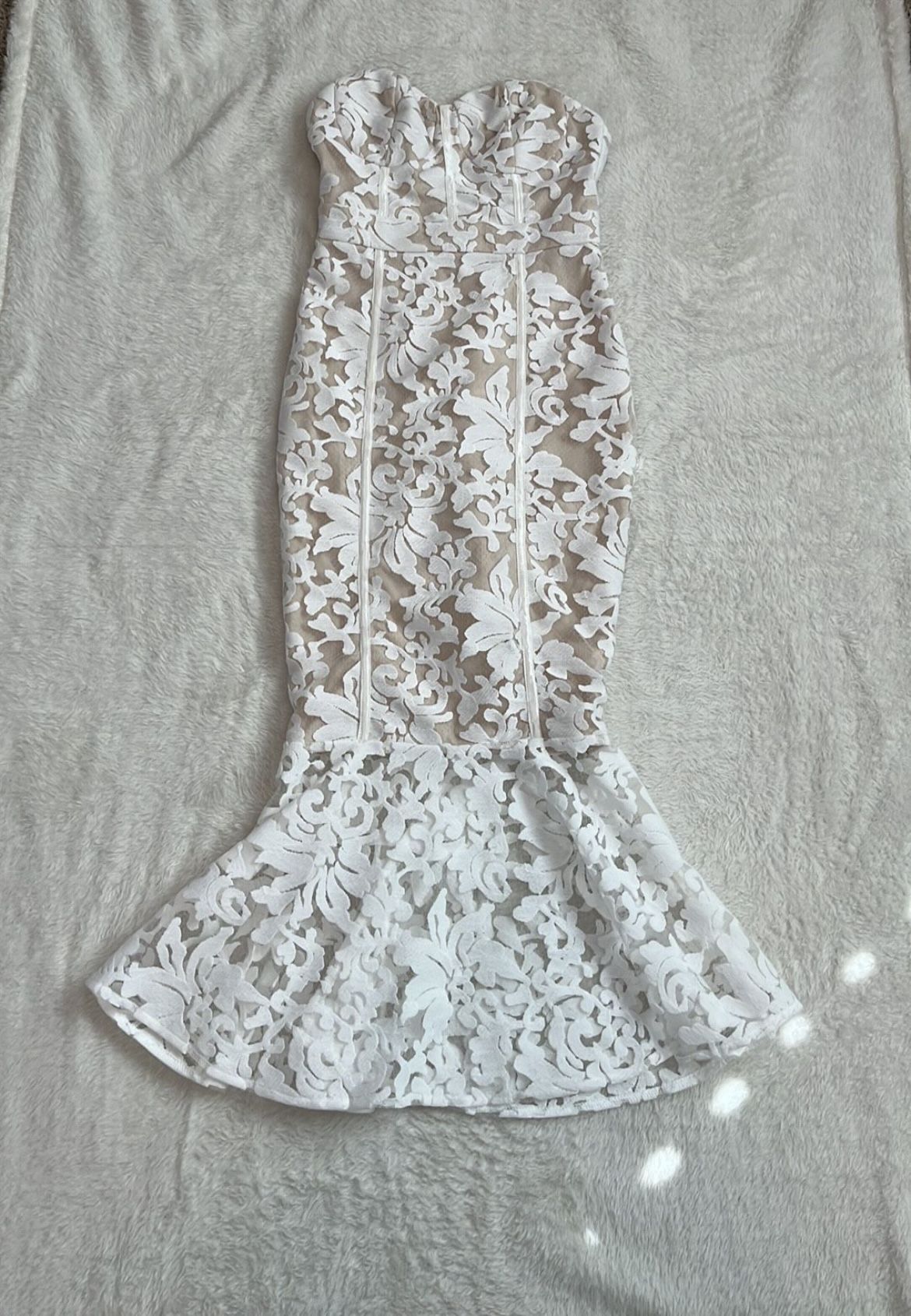 Boohoo Strapless Lace Dress