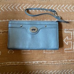 Leather Coach Wristlet Purse Clutch