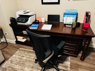 Dark Wood Executive Desk with Drawers 6pc