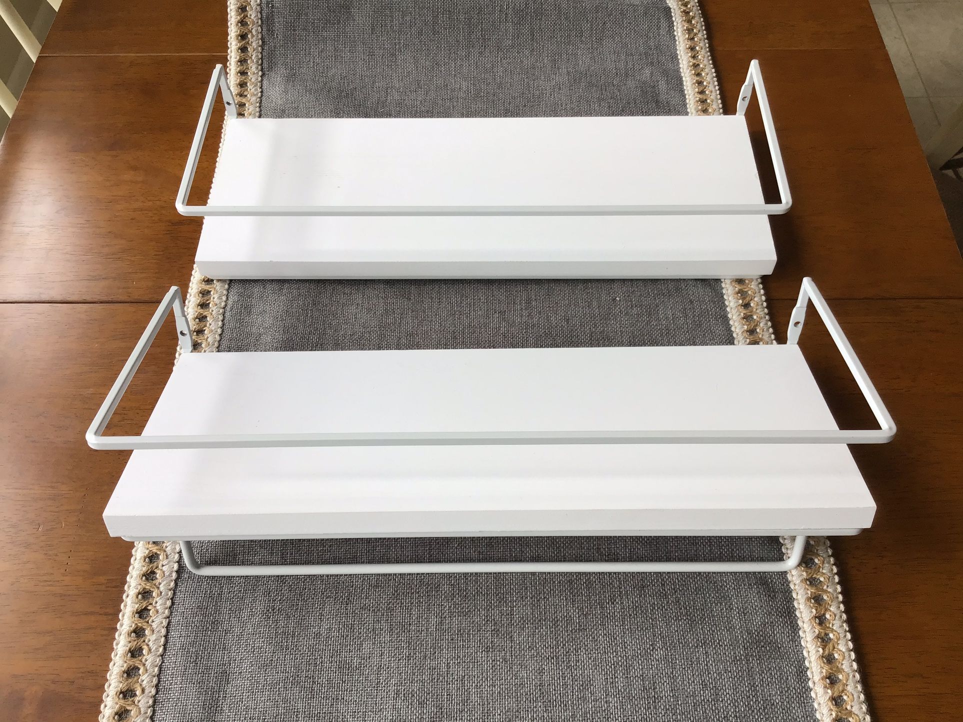 White Floating Shelves with Rails