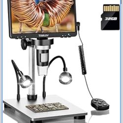 TOMLOV DM9 7" Digital Microscope: 1080P 1200X Magnifier