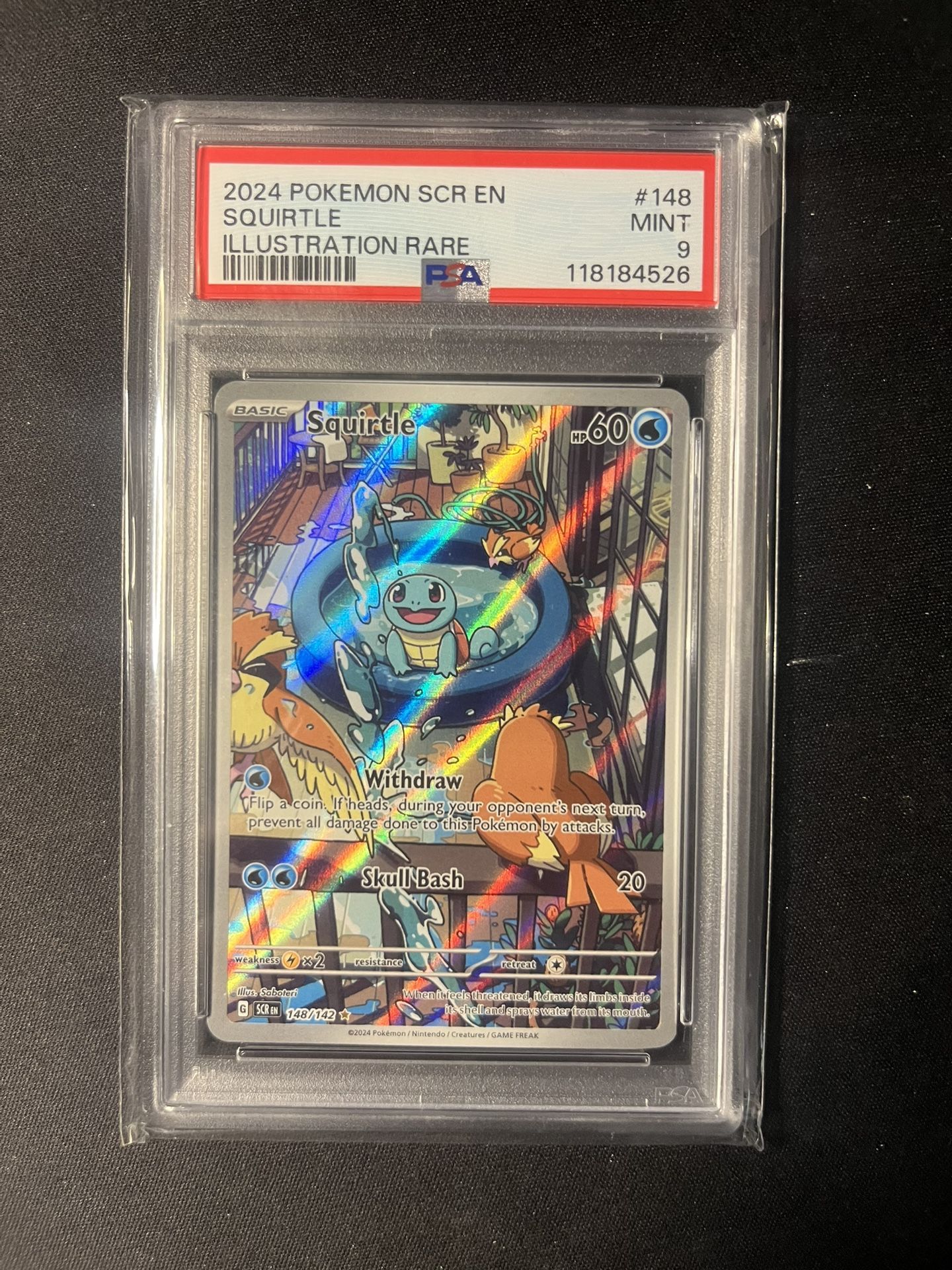 Pokemon Squirtle Illustration Rare Stellar Crown 148/142 PSA 9 Mint