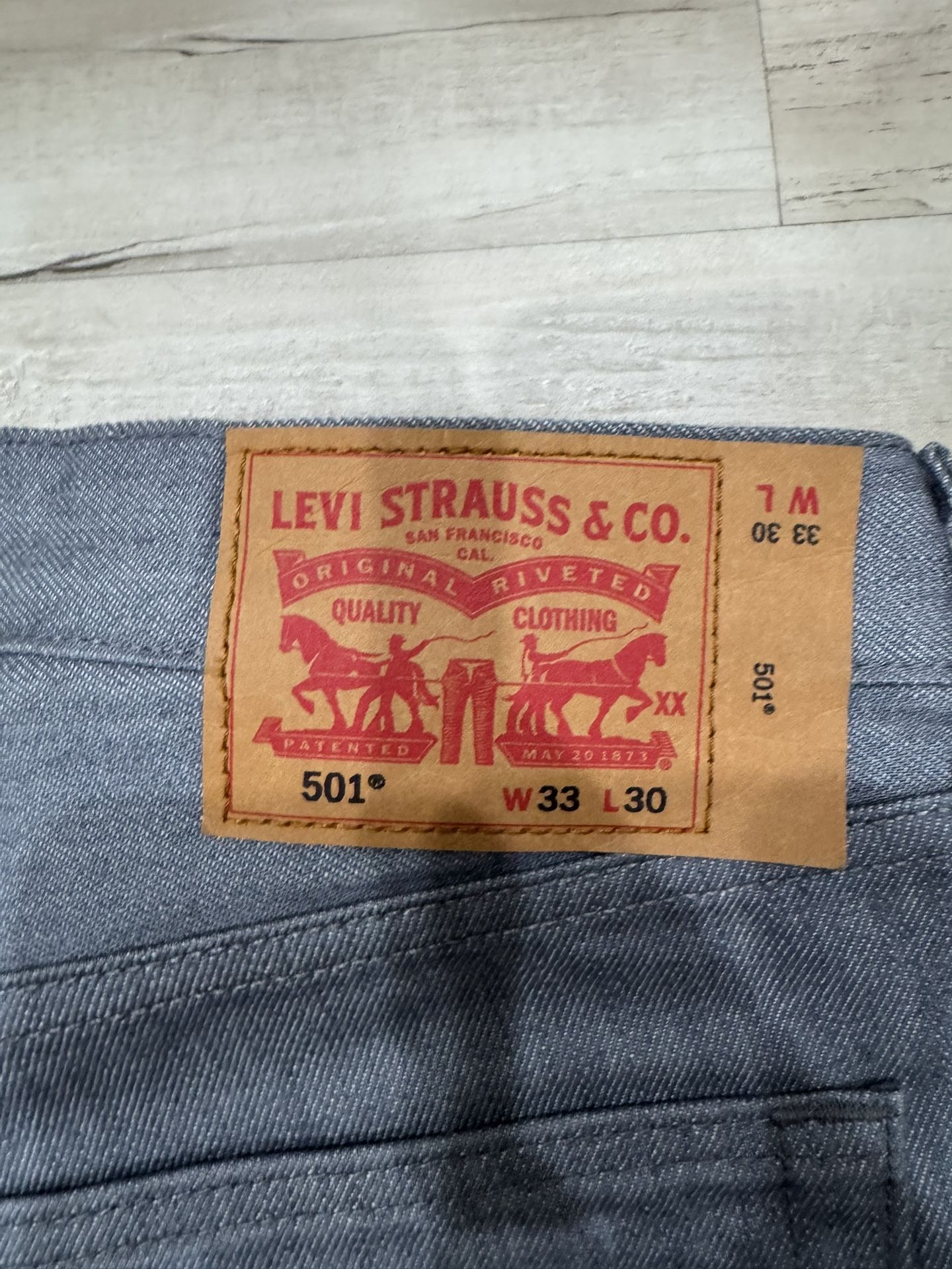 Brand New Grey Shrink To Fit 501s Size 33x30
