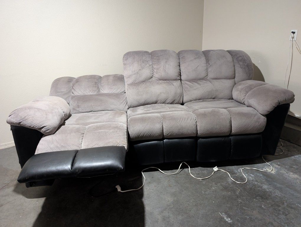 Black And Gray Recliner Couch Ready To Be Picked Up