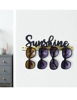 BRAND NEW IN BOX MyGift Wall Mounted Metal Sunglasses Holder Organizer Rack in Brass-Tone Finish, Retail and Home Eyewear Display Storage Hanger Rail 