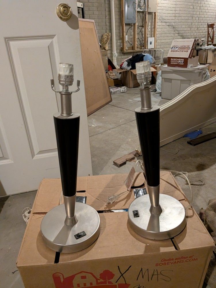 Pair Of Mid Century Modern Chrome Table Lamps