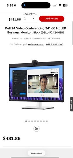 Dell 24 inch video monitor